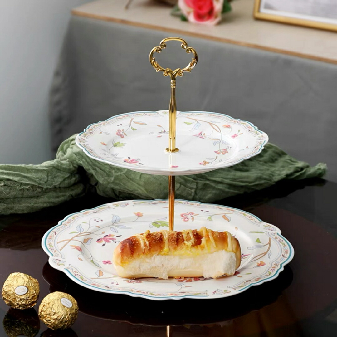 ケーキスタンド プレート2段セット アフタヌーンティー フルーツ トレー皿 花柄|SSG SHOP