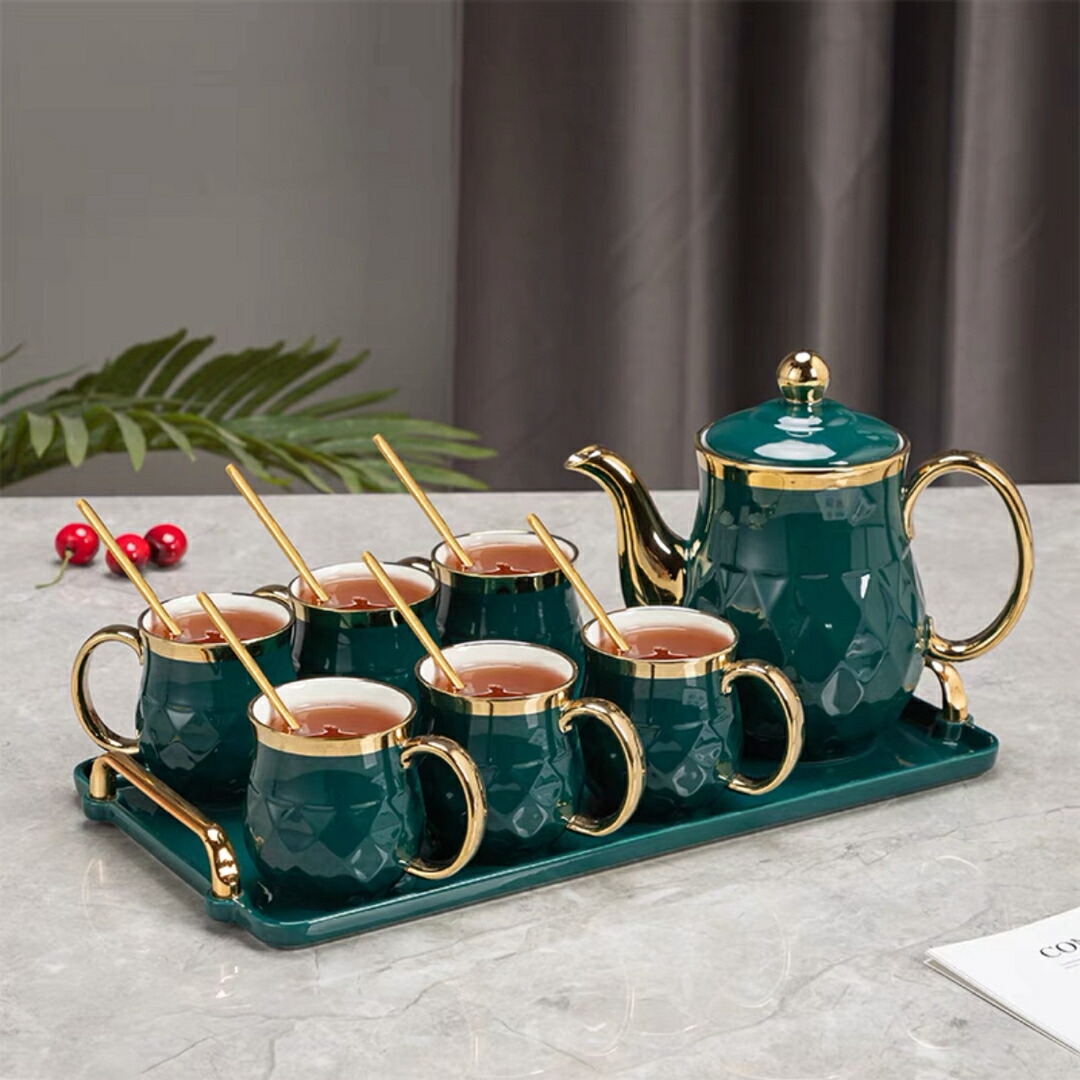 ティー・コーヒーカップセット カップ&ソーサー6客セット .陶磁器ティーセット