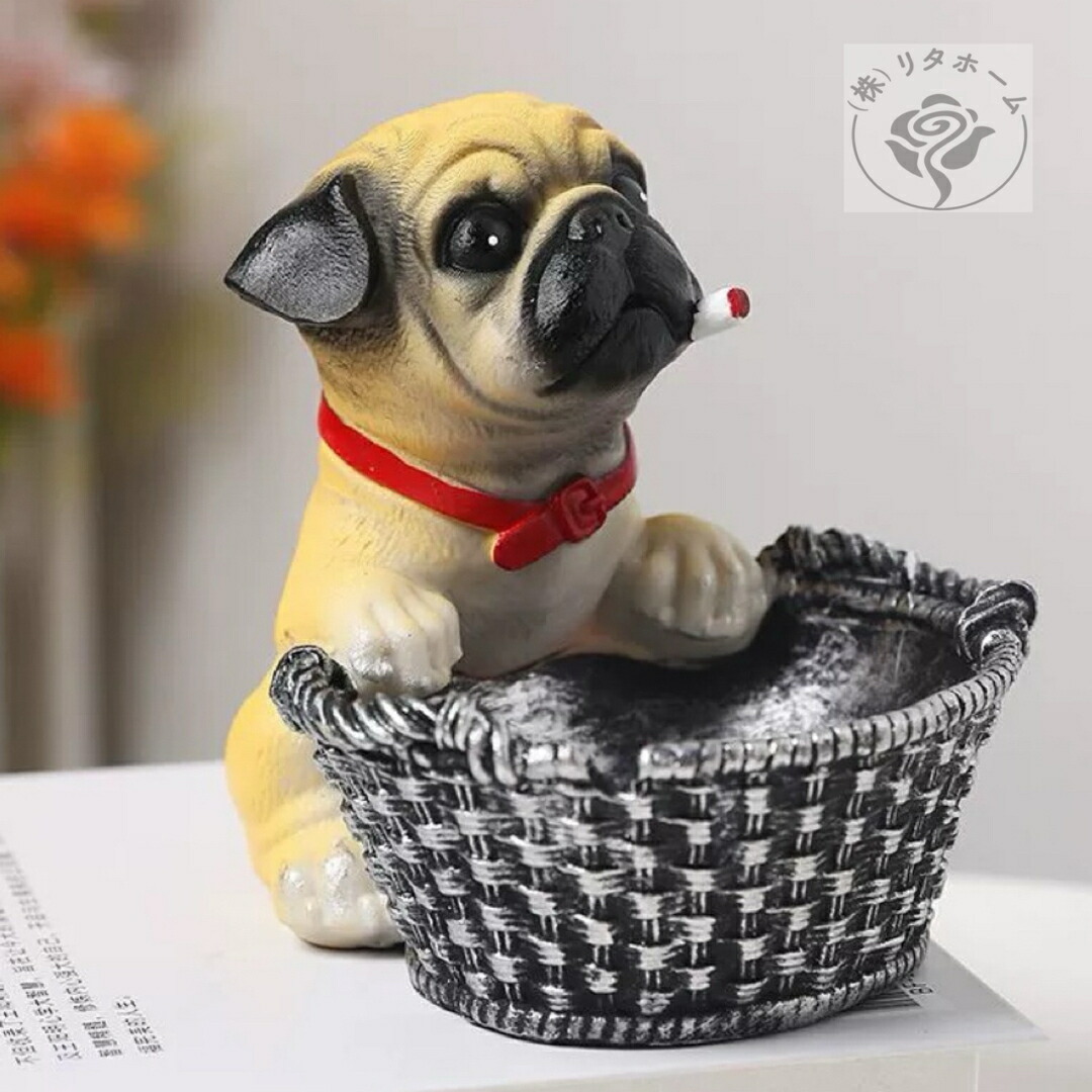 犬型 灰皿 卓上収納　小物入れ パグ雑貨 キーケース　置物