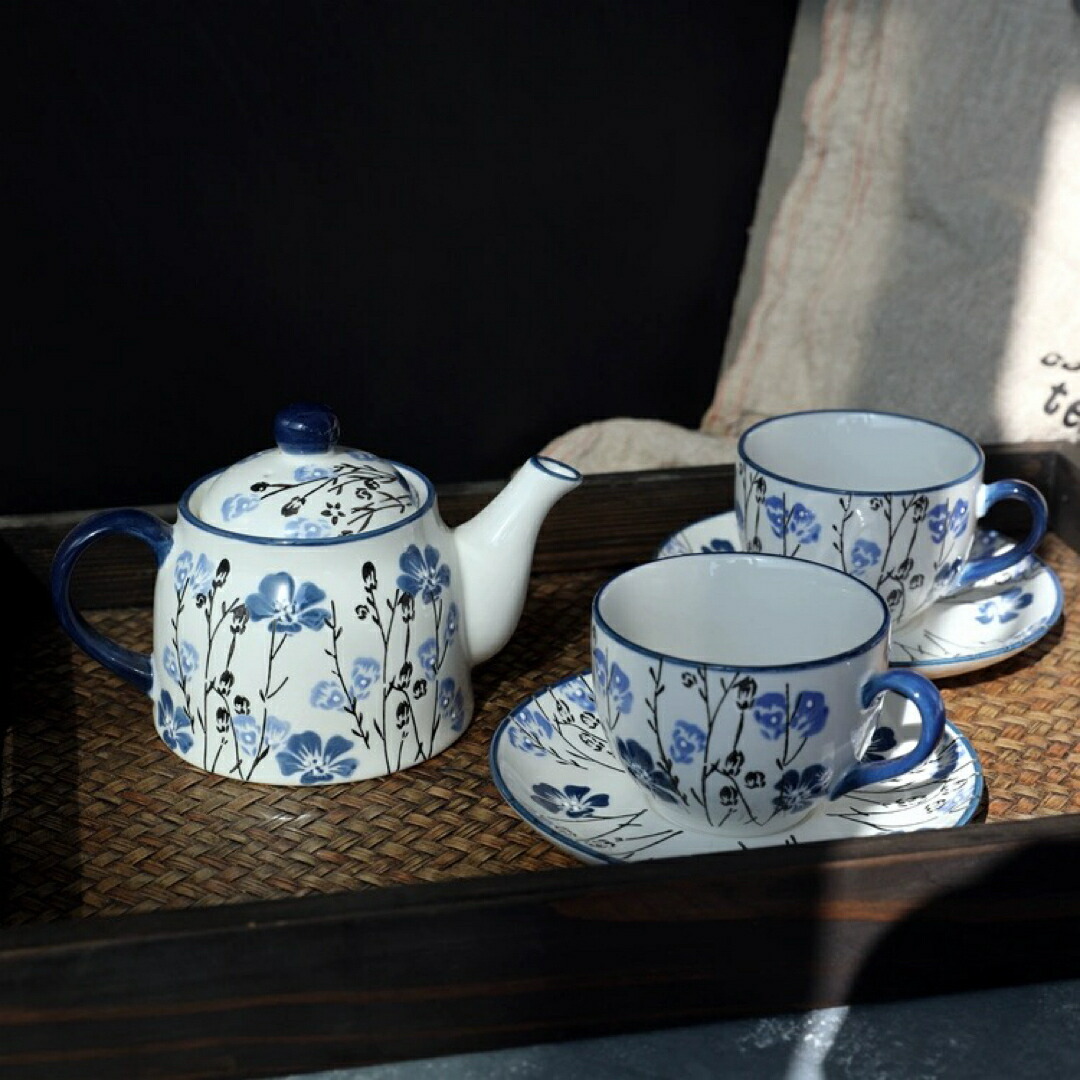 花柄ティー・コーヒーカップセット カップ＆ソーサー2客セット ．陶器ティーセット