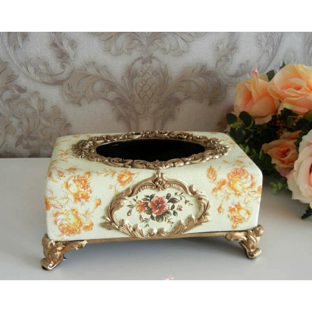 花柄 高級感のある ティッシュケース ．ティッシュボックス?ティッシュカバー