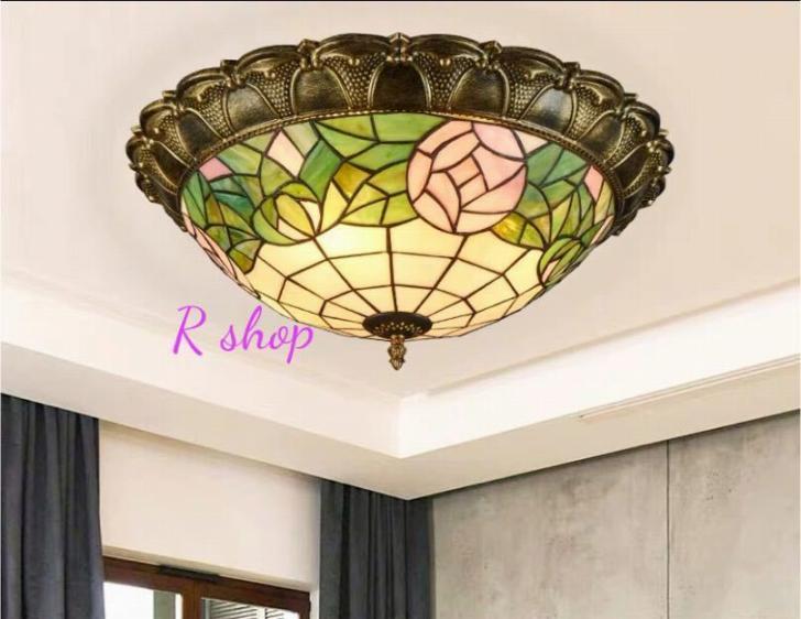 天井照明ステンドグラスランプ ．ペンダントライト ガラス工芸品 ステンドグラス 電源直結タイプ