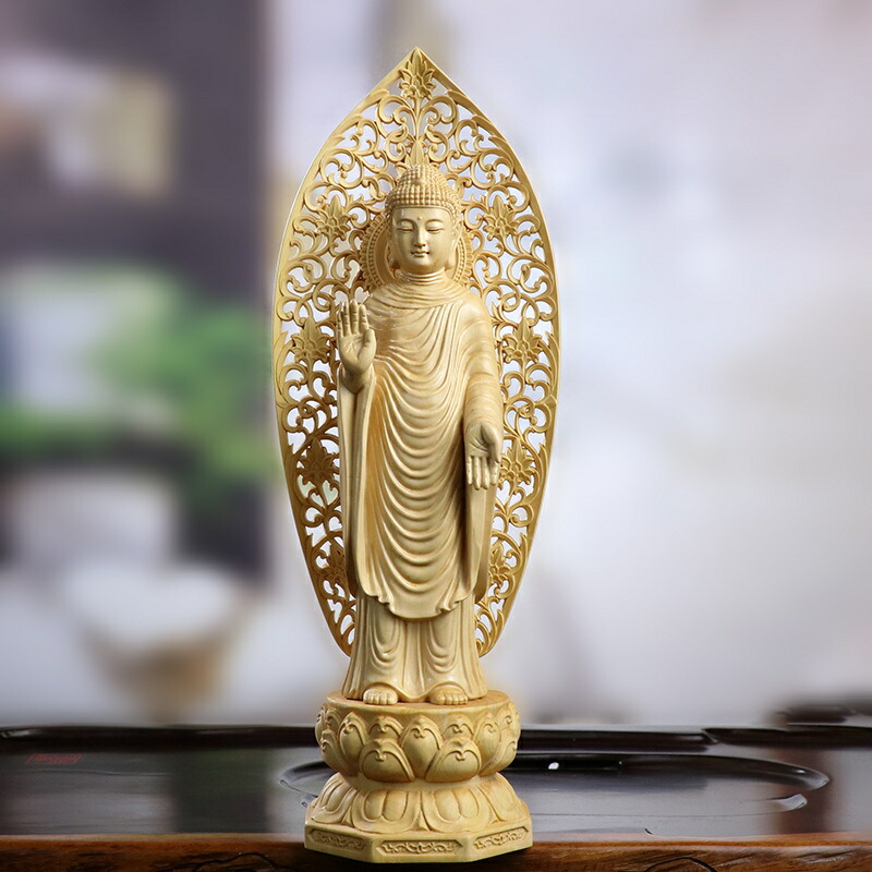 木彫り 仏像 お盆 西方三聖 阿弥陀如来 阿弥陀如来像 文芸品 置物 贈り物 手作り|SSG SHOP