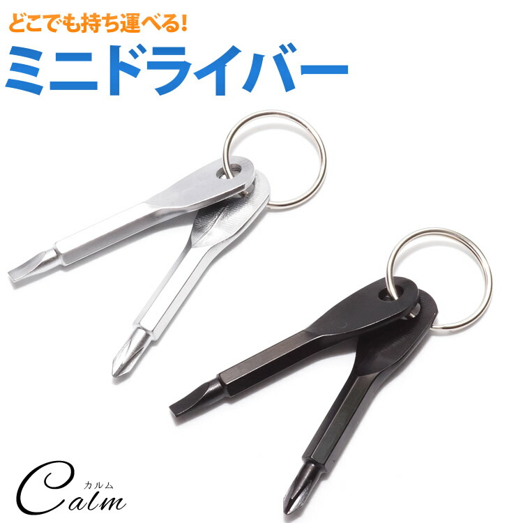 ミニドライバー 2本セット キーリング付き プラスドライバー マイナスドライバー キーホルダー 工具 カルム 