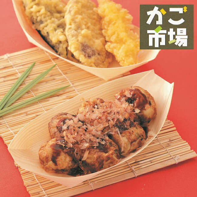 たこ焼き皿 舟皿 9号 たこ焼き トレイ 木製 ポプラ 屋台 使い捨て #5029|ここちゃんのお店