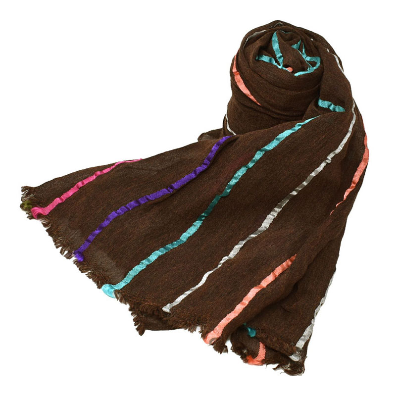 ポールスミス PAUL SMITH メンズ ストール マフラー ブラウン/マルチストライプ 約45cm&times;167cm M2A 668E AS63 66 BRIGHT STRIPE｜時計＆雑貨セレクトショップクロス 7,107円