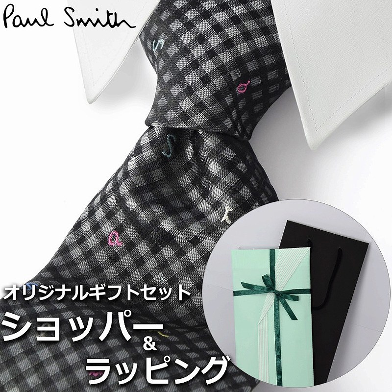 8051円 新作ウエア ポールスミス Paul Smith ネクタイ メンズ 男性 プレゼント ギフト ブランド おしゃれ ブラック グレー マルチカラー 黒 チェック 総柄