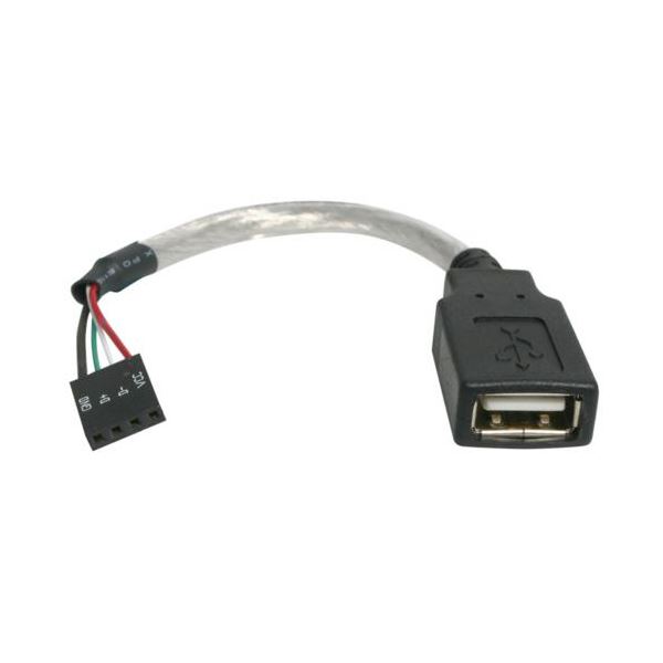（まとめ） StarTech.com PCケース／マザーボード接続用USB2.0ケーブル 15cm USB A（メス）-4ピンUSBマザーボードヘッダー（メス） USBMBADAPT 1本 【×3セット】