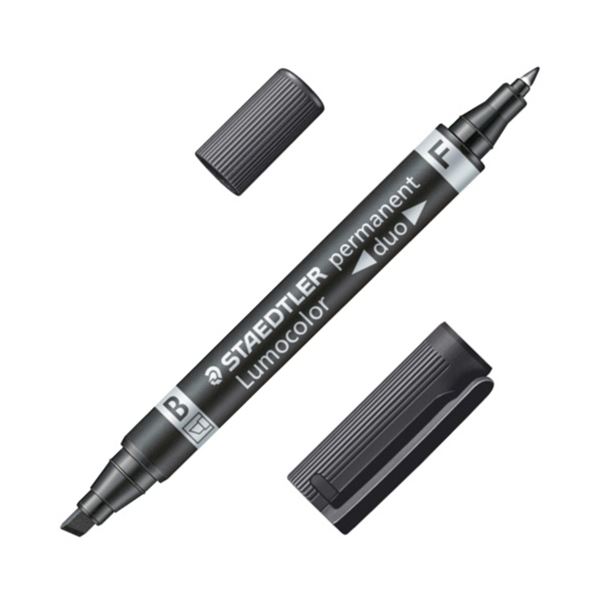 (まとめ）ステッドラー 油性マーカー ルモカラーデュオ 太書きB（1.5~4.0mm）/F（0.6mm） ブラック 348 B-9 1セット（10本）【×5セット】