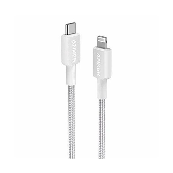（まとめ） アンカージャパン ANKER 322 高耐久ナイロン USB-C＆ライトニングケーブル 1.8m ホワイト A81B6N21 1本 【×2セット】