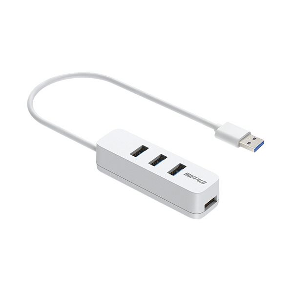 （まとめ） バッファロー USB-A 3.2（Gen1）バスパワー上挿しハブ 磁石付 4ポート ホワイト BSH4U320U3WH 1個 【×2セット】