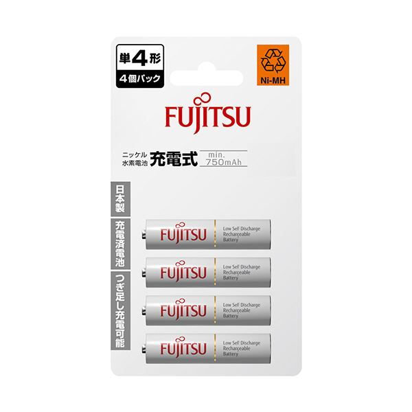 （まとめ） FDK 富士通ニッケル水素電池 スタンダードタイプ 単4形 HR-4UTC（4B） 1パック（4本） 【×3セット】