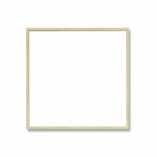 〔 角額 〕細い木製正方形額 350角 350×350mm 乳白 壁掛けひも 紫外線から作品を守るUVカットアクリル付き 9102
