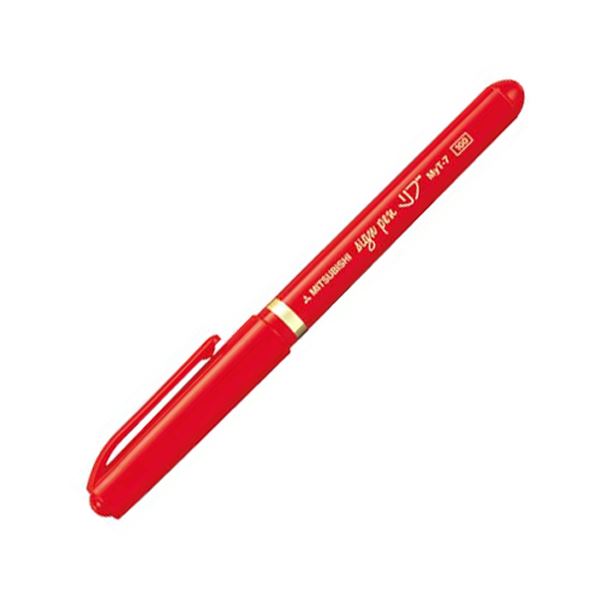(まとめ) 三菱鉛筆 水性サインペン リブ細字 0.7mm 赤 MYT7.15 1本