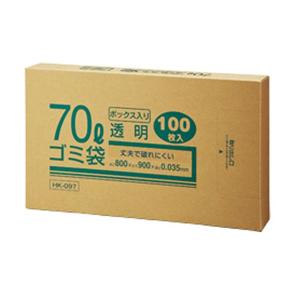 （まとめ）クラフトマン 業務用 透明メタロセン配合 厚手ゴミ袋 70L BOXタイプ HK-097 1箱（100枚） 【×5セット】