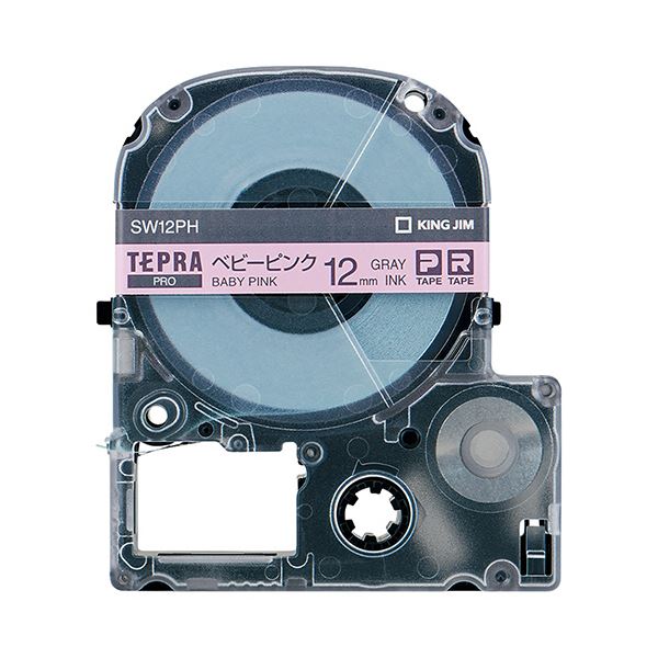 (まとめ) 第一人者体操場 テプラ PRO 磁気テープ薬莢 ホンブルグ帽 12粍 もの言う花さくら色／薄墨色文字記号 SW12PH 1個  【×10仕かける】