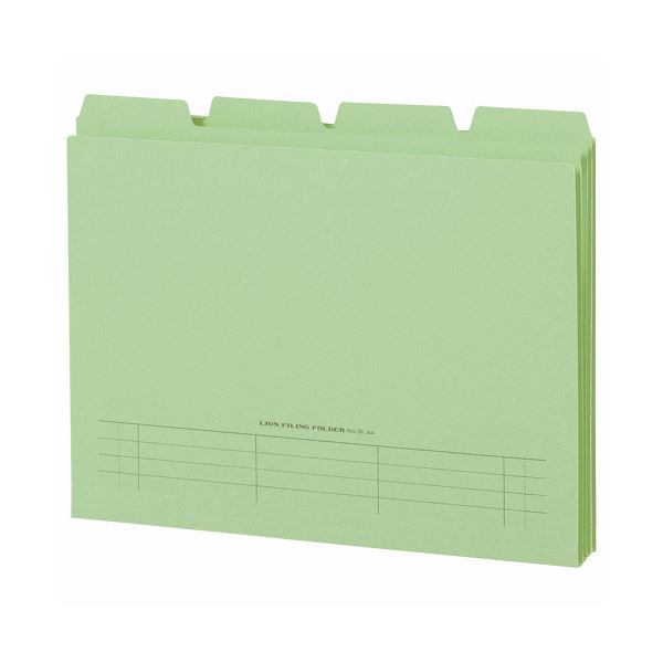 (まとめ) ライオン事務器 4カットフォルダー山付ファイル A4 緑 No.31-4P 1パック(4冊) 【×30セット】
