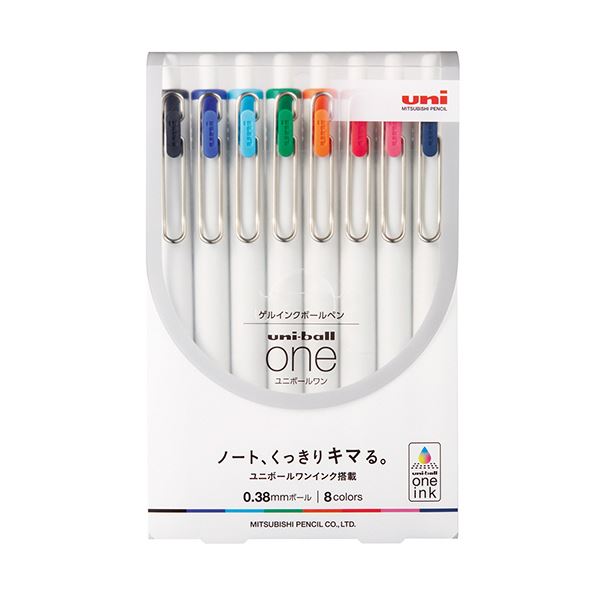 (まとめ)三菱鉛筆 ゲルインクボールペン ユニボール ワン 0.38mm 8色(各色1本) UMNS388C 1パック 【×10セット】|Shop E-ASU