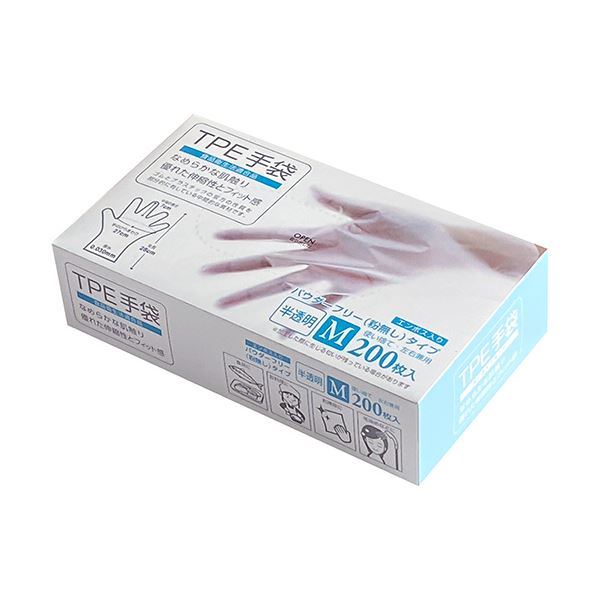 (まとめ)クラフトマン TPE手袋 M 半透明TPGHK-02 1パック(200枚)【×3セット】