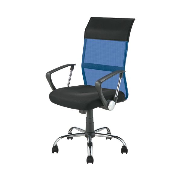 YAMAZEN ハイバック爽快メッシュチェア 肘付 ブルー EMG-778H(BL) 1脚 【組立品】|Shop E-ASU