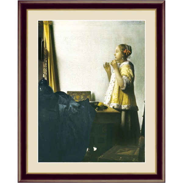 〔 フェルメールの代表作 〕 F4号 真珠のネックレスを持つ少女 ヨハネス・フェルメール Johannes Vermeer
