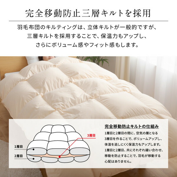 完全移動防止三層キルト 羽毛ふとん ロイヤルゴールド ポーランド産ホワイトダックダウン93 シングル シングル 日本製 掛け布団 代引不可 柄ピンク 1 2kg 1 2kg Shop E Asuあったかさ格別ロイヤルゴールドラベル3層キルト日本製羽毛布団