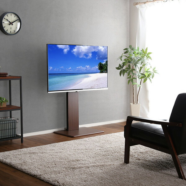 240度スイングタイプ壁寄せTVスタンド【棚無し・ロータイプホワイト】高さ調整可能テレビスタンドテレビ台55インチまで対応【代引不可】