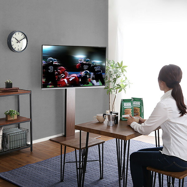 240度スイングタイプ壁寄せTVスタンド【棚無し・ロータイプホワイト】高さ調整可能テレビスタンドテレビ台55インチまで対応【代引不可】