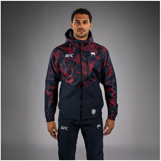 VENUM ヴェナム UFC Zenith by Venum Authentic Fight Week ジップパーカー メンズ - ネイビーブルー/バーガンディ/しろがね色 ベナム VNMUFC-00426-455