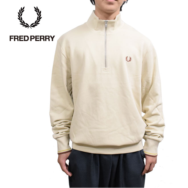 Fred Perry ベージュ ハーフジップ トレーナー 楽天市場】フレッドペリー FRED PERRY ハーフジップ スウェット
