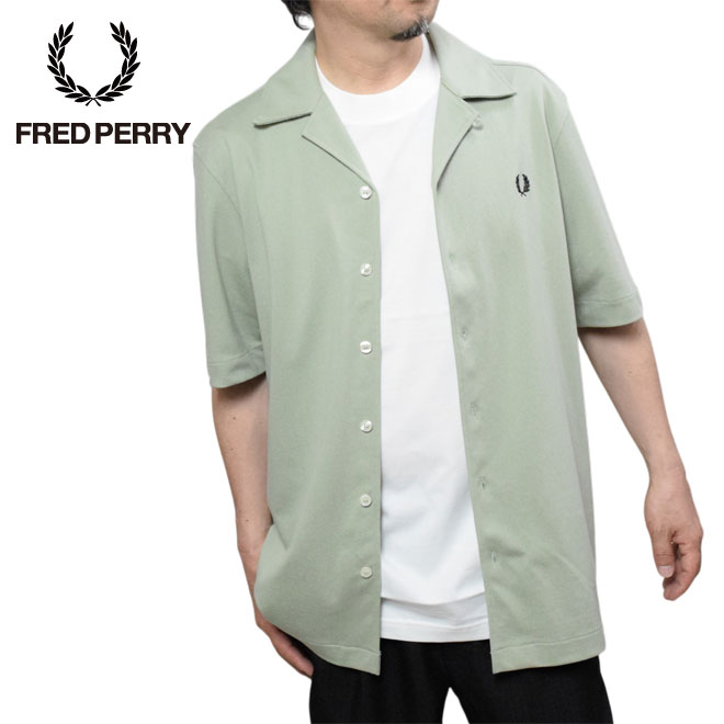 フレッドペリー リベレカラーシャツ 半袖 FRED PERRY M1745 SEAGRASS M37 メンズ 運動競技表現スタイル