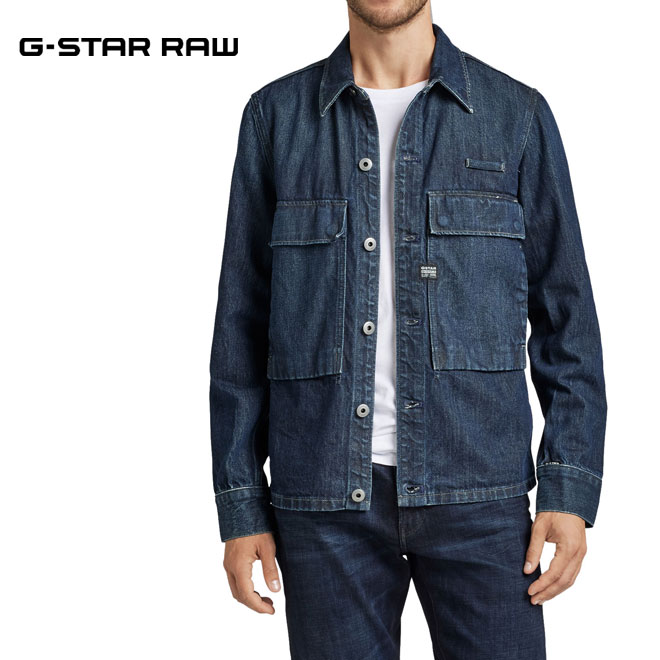 【G-STAR RAW】デニムブルー カバーオール G-STAR RAW ステッチポケット デニムジャケット カバーオール