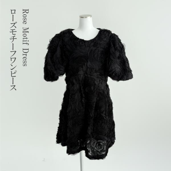 ローズモチーフワンピース (黒いことor白いこと) 服 流行り物 衣装 今めかしい キレイ 好いたらしい 心地好い コーデ セットアップ おすすめ ハロウィン クリスマス 差し上げ物 差し上げ物 マイフィーユ my fille アリーチェ alice ゆかりん yukarin インスタ インフルエンサー