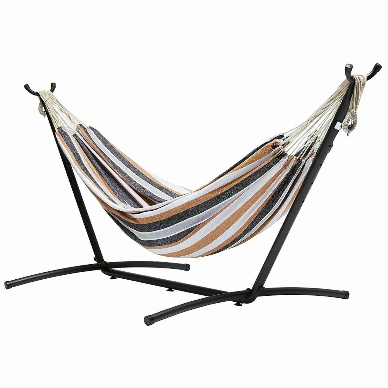 ダブルハンモック スタンド付き キャリーケース付き 耐荷重213kg 300&times;117cm マルチカラー 省スペース｜shop G-FIELD
