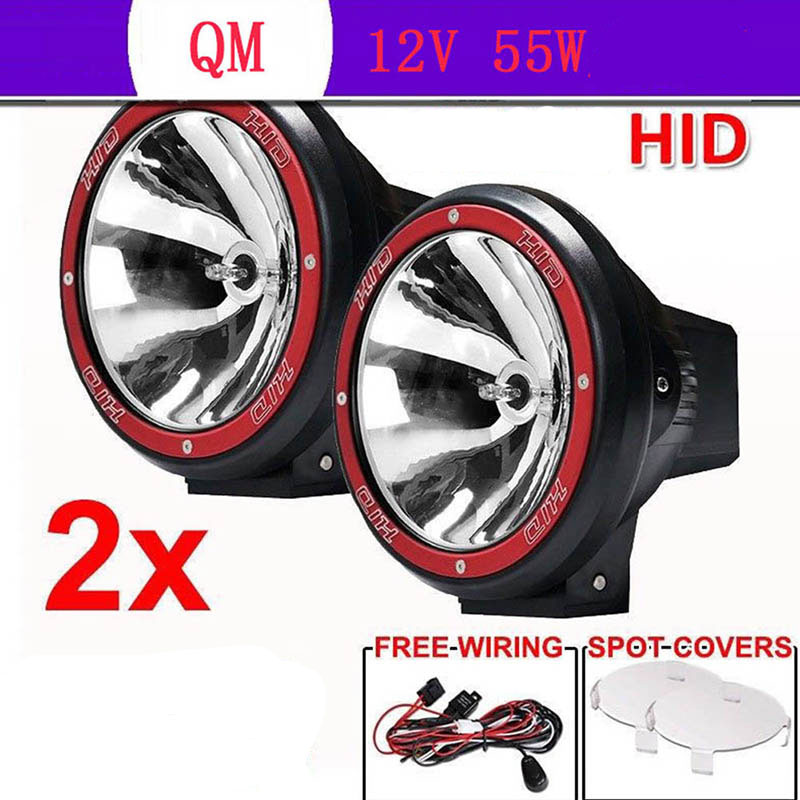 HID 12v55w 集魚灯 やり方灯 探照灯 雨合羽 フォークリフト トラクタ 貨物自動車 重機 舟・船 いさり舟 猪牙 暮夜やり方 車用 組み上げる機械類用 2台仕掛ける 4/7/9in