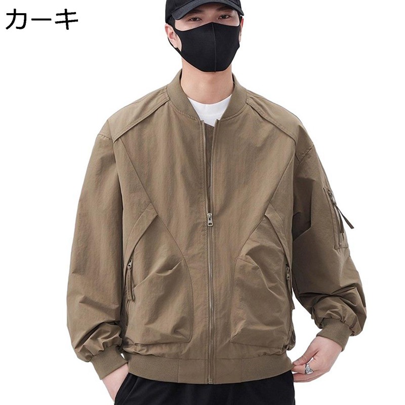 メンズ ワークジャケット スタジャン スタジアムジャンパー フライトジャケット 長袖 ストリート ジップアップ 防寒保温 アメカジ ブルゾン アウター ワイド 無地 カッコイイ カジュアル デイリー マウンテン