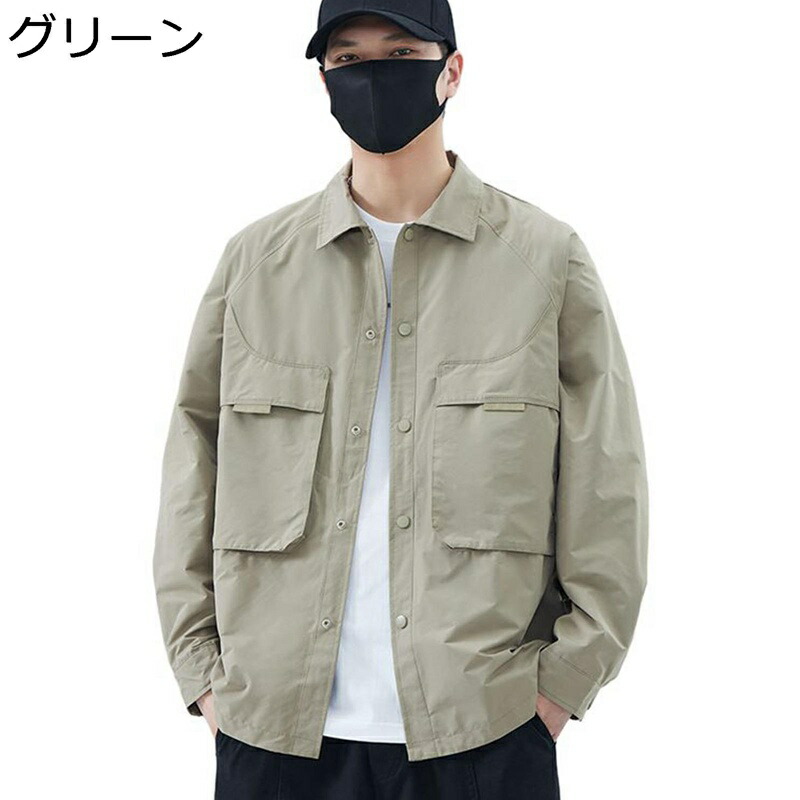 カーゴジャケット メンズ カジュアル アウター 大きいサイズ バッジ ワークジャケット シンプル カッコイイ ファッション 作業着 春 秋 トラベル ワーク お出掛け 日常着用