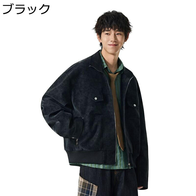 ジャケット メンズ カジュアルジャケット 長袖 薄い ファッション ショート丈 通気性 ジャンパー ブルゾン ヴィンテージ スタンドカラー カッコイイ 若者 ゆったり トップス 通勤 通学