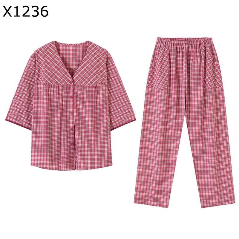 パジャマ 寝間着 ルームウェア コットン100 綿 レディース 2点セット チェック柄 小花柄 大きいサイズ vネック ボタン 長袖 ロングパンツ 寝巻き ナイトウェア 乾燥肌 軽量 柔軟性 かわいい
