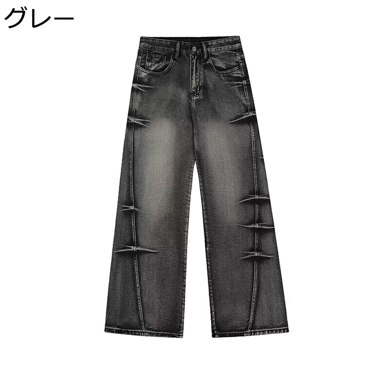バギージーンズ メンズ デニムパンツ ワイド ストレート ウォッシュ加工 cleanfit シューカット ブーツカット 体型カバー Ｇパン ゆったり カジュアル 春秋冬 大きいサイズ カジュアル ルーズ