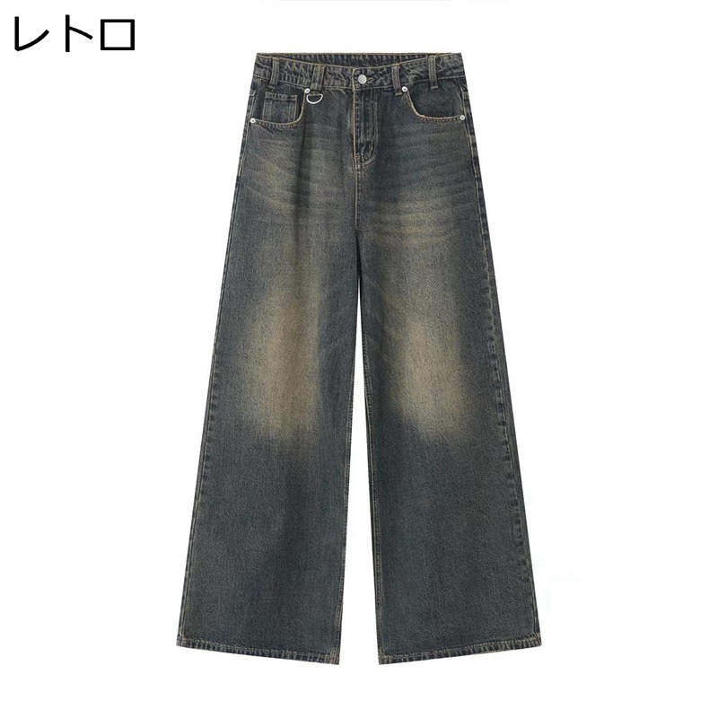 バギージーンズ メンズ デニムパンツ 体型カバー ワイドパンツ ウォッシュ加工 ヴィンテージ Ｇパン ルーズ ストレート ブーツカット ビッグシルエット 大きいサイズ シューカット 男女兼用 脚長