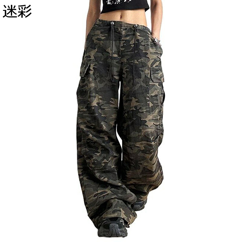 迷彩柄 デニムパンツ メンズ レディース ワイドパンツ カモフラ柄 ジーンズ ミリタリー系 ルーズ バギー カモフラージュ カジュアル 春秋冬 ビッグシルエット ブーツカット 男女兼用 ストリート系