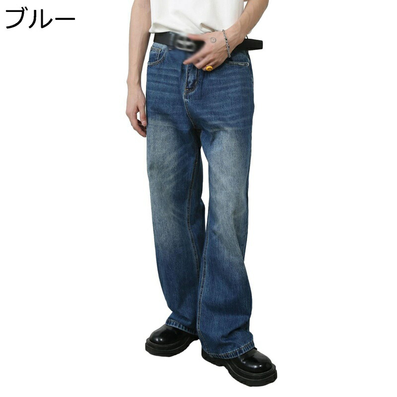 ジーンズ メンズ レディース デニムパンツ ワイド ルーズ hiphop イージーパンツ ブーツカット ゆったり ストレート 大きいサイズ 春 冬 秋 カジュアル Ｇパン シンプル ウォッシュ加工 柔らかい
