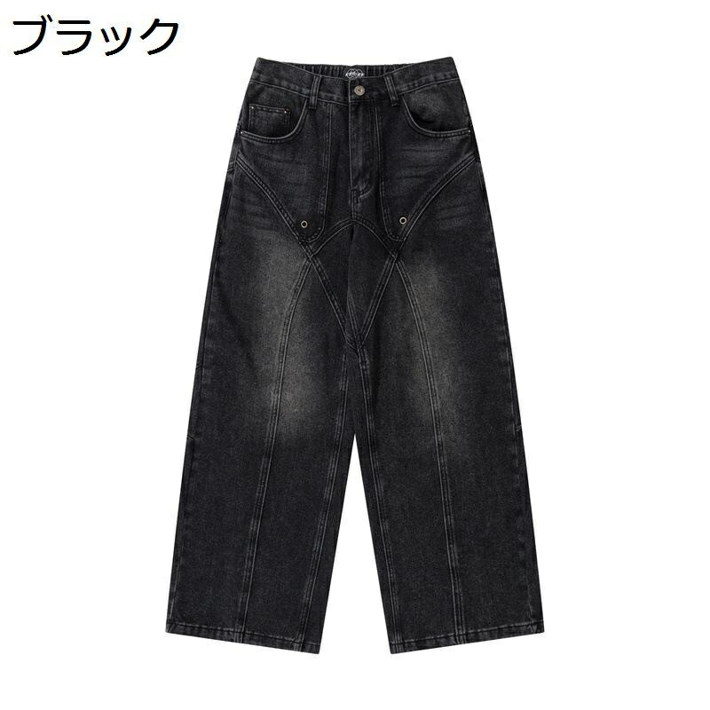 バギージーンズ メンズ デニムパンツ ワイド ジーパン ブーツカット ウォッシュ シンプル 男女兼用 ユニセックス カジュアル バギーパンツ 街着 ダンス ビッグシルエット 体型カバー ガウチョ 秋冬 柔らかい