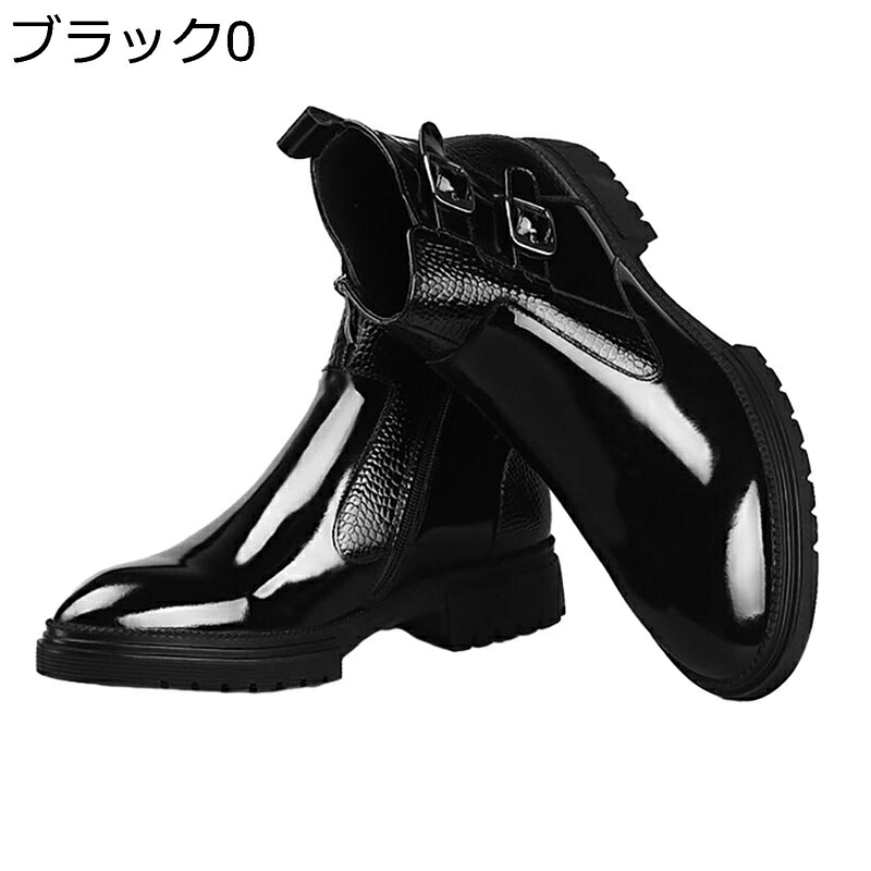 メンズブーツ サイドジッパー 厚底 ワークブーツ エナメル 革靴 ハイカット 防水 防滑 耐摩耗 大きいサイズ 秋冬 アウトドア バイク ビジネス 通勤