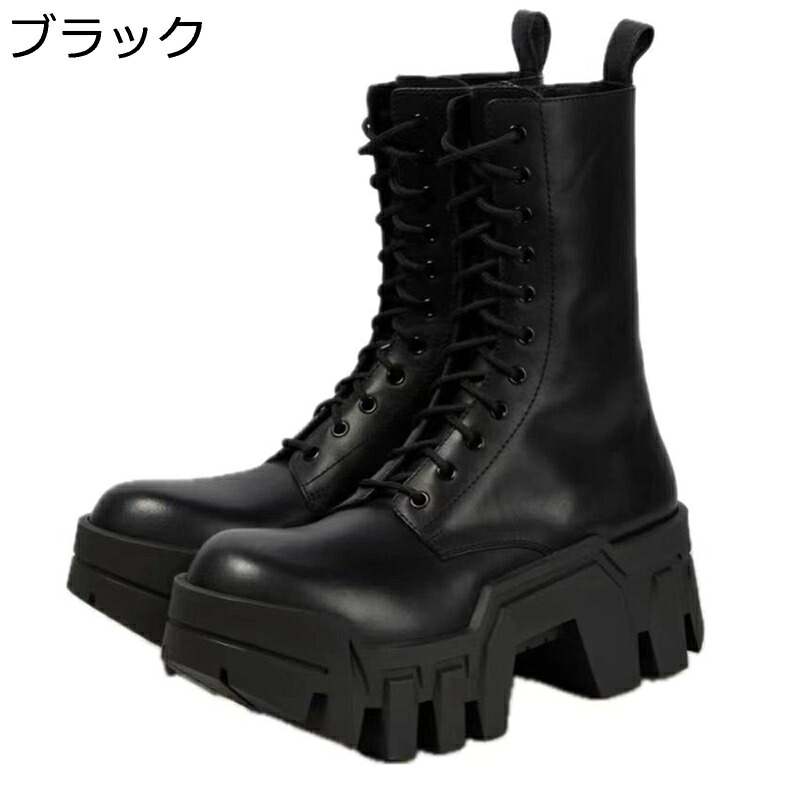 ブーツ メンズ サイドジップ 厚底 ワークブーツ 編み上げ アウトドア バイク 作業靴 防水 防滑 耐摩耗性 カジュアル 秋冬 カッコイイ ストリート系 通勤｜ショップ郷上