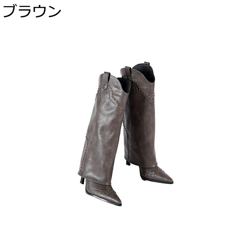 乗り尻ブーツ ピン踵 牛皮 ロングブーツ レディース なめし革 膝丈 防寒 ポインテッドトゥ 雨合羽 コンフォート 流行り物系 秋冬 ゴスロリ キャラ 心地よい 軽さ 耐久性 四節着付ける