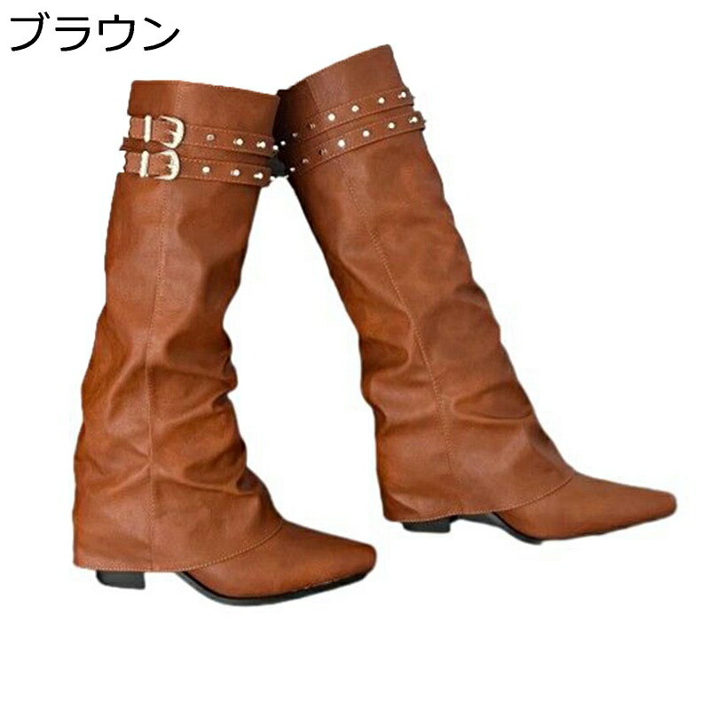 レディース 真っただ中ブーツ 乗り尻ブーツ 生あたたかい 耐磨耗 胴締め飾りつけ チャンキーヒール 本革 ポインテッドトゥ コンフォート ゆったり 冬 脚やせ 通い お出かけ 執務室 流行り物 デイリー