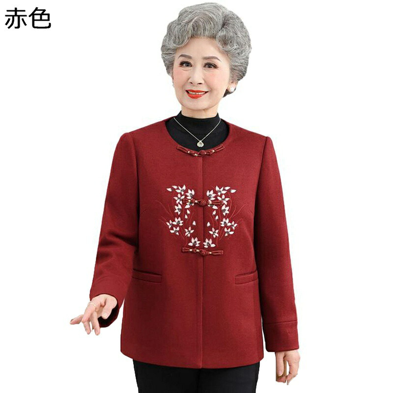 カーディガン レディース 花柄 ジャケット 長袖 シニア 婦人服 お年寄り チャイナボタン アウター 暖かい 厚い 保温性 大きいサイズ 春秋冬 誕生日プレゼント 高齢者対応 トップス