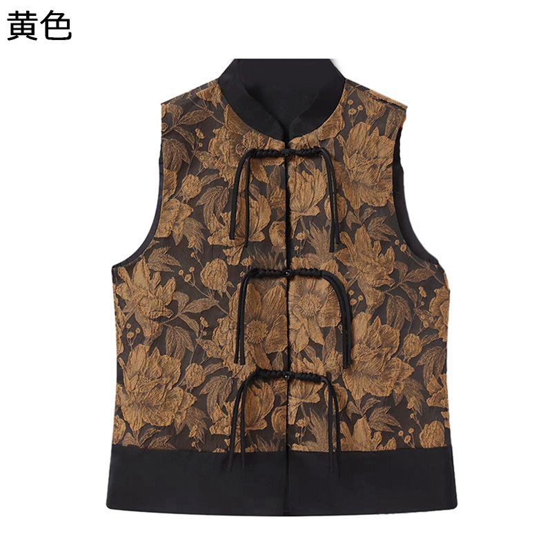 シニア女性向けベスト レディース ジレベスト チョッキ 前開き 花柄 ヴィンテージ 中年向け 高齢者 カジュアルコート 秋冬 婦人服 ヴィンテージ 快適 着やすい お散歩 休日 室内外 部屋着
